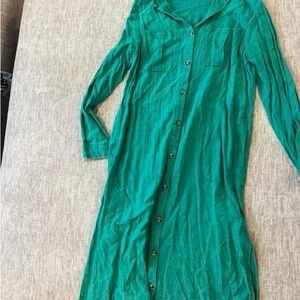 Umgee Green Button-Up Dress